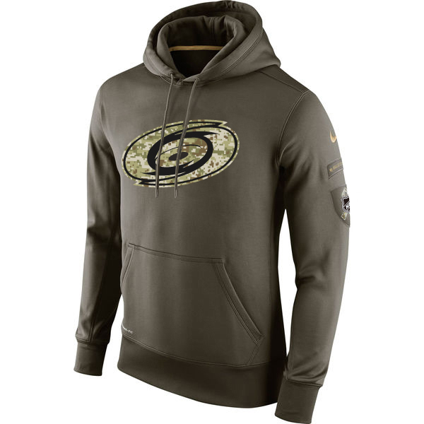 Men NHL Carolina Hurricanes Nike Olive Salute To Service KO Performance Hoodie Green->washington capitals->NHL Jersey